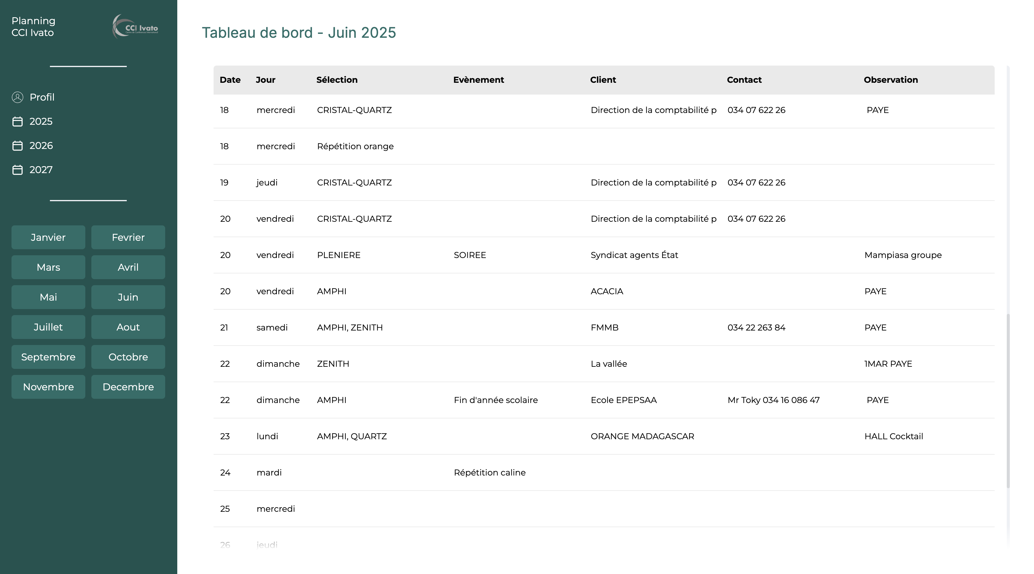 Screenshot de Calendrier CCI